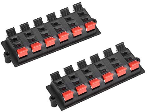 sourcing map 2 Row 12 Way Spring Speaker Terminal Clip Push Release Connector Audio Cable Terminals Strip Block WP12-03B 2Pcs