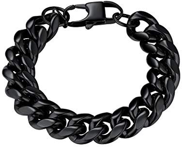 Richsteel Bracciale da Uomo in Acciaio Inossidabile Bracciale a Maglia Figaro/Cubano/Corda 19/21 cm Placcato Oro/Nero/Acciaio Gioielli Punk Hip Hop Punk per Uomo Ragazzo (Confezione Regalo)