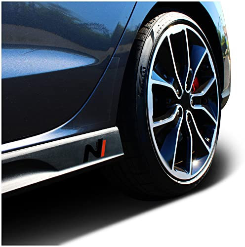 2er Set Folie Schutzfolie für Logo Seitenschweller Emblem Aufkleber Logos Seitlich Selbstklebend Passgenau Auto K055 (Carbon/Schwarz/Rot)