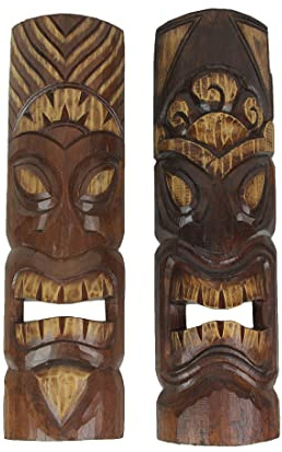 Chesapeake Bay 23688 Tiki-Masken aus Holz, gebeizt, handgeschnitzt, 48 cm