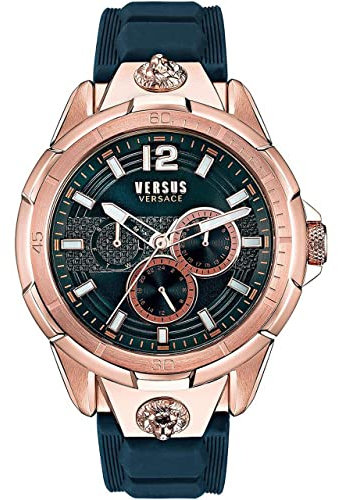 Versus Versace Runyon Herrenuhr mit Armband 44mm Rosegold/Blau Armband, Roségold/Blau, Sport