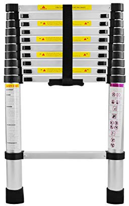 NAIZY Scala Telescopica Pieghevole in Alluminio 3,2 M Portatile Multiuso Allungabile, Estensibile a 11 Gradini, Alta Qualità, Capacità di Carico 150 kg