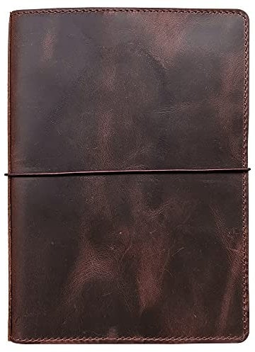 newestor Travelers Notebook Cover with Inner Pockets, Card Slots and Pen Holder, A5, Dark Brown