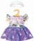 Heless 2131 - Kleid für Puppen im Design Fee und Einhorn, mit Wendepailletten und silberner Krone, Größe 35 - 45 cm