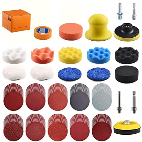 NYNM 120 Pack 75mm Polierscheiben für Bohrer Schleifzubehör Set mit 8mm und 6.35mm Schaft für Auto Polierer Wachs Versiegelung Glanz, Schleifscheiben umfassen 80-3000#