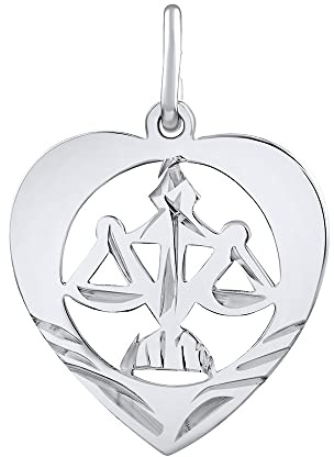 SILVEGO Damen Anhänger aus 925 Sterling Silber Sternzeichen Waage Herz Anhänger