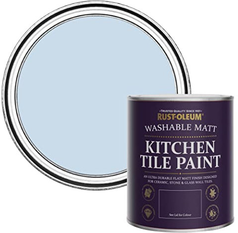 Rust-Oleum Blue water resistant Kitchen Tile Paint in Matt Finish - Blue Sky 750ml