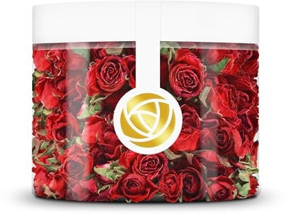 Rosie Rose essbare rote Rosenblüten Red Cherry, 20g Getrocknete Blumen für Hochzeitstorten, Backen & Kochen, natürliche Rosenblüten als Deko für Kuchen und Speisen