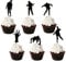 24 Pcs Halloween Zombie Cupcake Toppers Black Cake Decor Toothpicks for Theme Birthday Party Cake Cake Insert MGPFERD