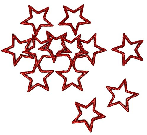 Oblique Unique® Sterne Glitzer Streudeko 12 Stück Stern Tischdeko Deko für Weihnachten und Winter Dekoration Weihnachtsdeko Adventsdeko (Rot)