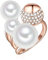 Lulu & Jane Damen-Ring aus Messing rosévergoldet mit Muschelkernperlen Rund 8-12 mm weiß Glassteine - Perlenring Cocktailring