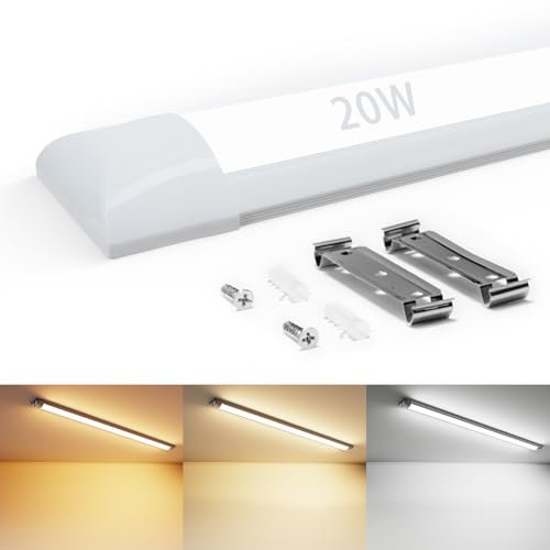 loyal 20W Dimmbar LED Feuchtraumleuchte 60cm,LED Röhre 2000LM Dimmbar 3500K-4000K-6500K, erknüpfbar Kellerleuchte, Nassraumleuchte Feuchtraum Wannenleuchte