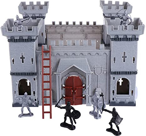 FOYTOKI 1ensemble Set De Modèle De Château avec Figurines De Soldats Jouet Éducatif Assez Léger pour Stimule Créativité Et Développement Sensoriel