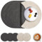 Myir JUN Tischsets Abwaschbar Leder und Untersetzer, Doppelseitigen Platzset Rund Ø 36cm 6er Set rutschfest Glasuntersetzer Platzdeckchen Leder Kunstleder Tischset (Grau Cremeweiß, 6er Set)