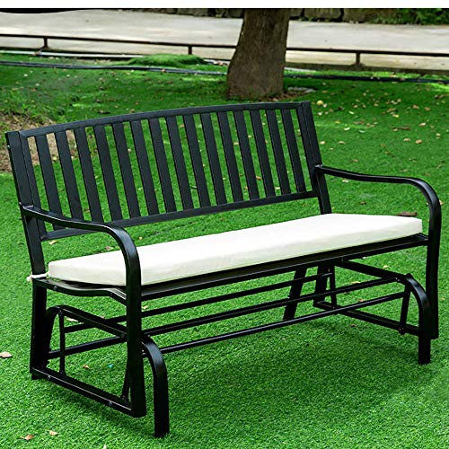 Outdoor-Gartenbank, Outdoor-Schaukelstuhl aus Metall, Outdoor-Balkon, Freizeitbank, Gartenschaukel, Schaukelsitz mit Rückenlehne und Armlehne, für Garten, Terrasse, Balkon ()