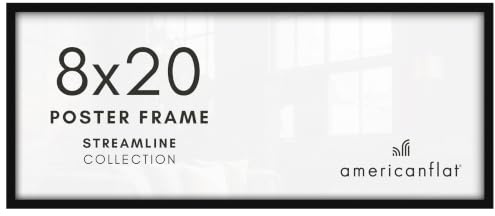 Americanflat 8x20 Picture Frame with Polished Plexiglass - Streamline Collection - Thin Border Picture Frame for Wall Display - Hanging Hardware Included - Black