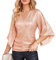 GRACE KARIN Damen Glitzer Top Lange Poncho-Ärmel Bluse Slim Fit V-Ausschnitt Tunika mit Schlitz Stylisch Sommershirt Rosegold Pailletten XL