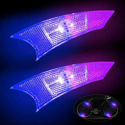 NIUAWASA Luz LED para radios de Bicicleta Impermeable Fácil de Instalar Luces de Rueda de Bicicleta 3 Modos Lámpara de Advertencia Segura para Niños y Adultos 2 Unidades (Color (Rojo + Azul))