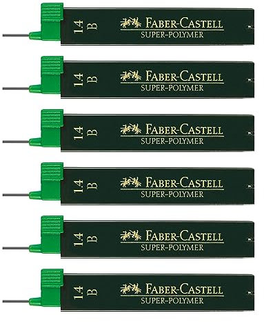 FABER-CASTELL 205071 - Set de mines fines Super Polymer, 6 pièces de 6 mines chacune, 1,4 mm, dureté B
