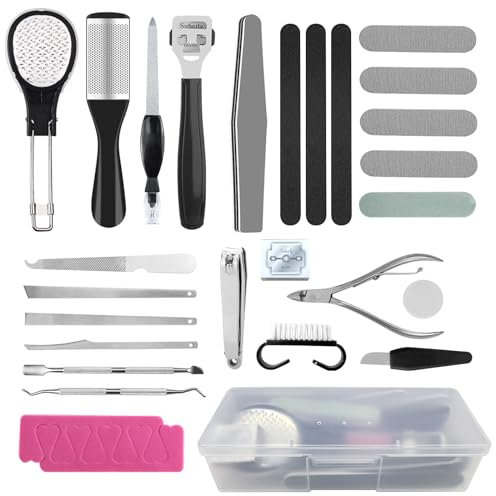 zhongko 27Pcs Professionelle Pediküre Fußpflege Set,Edelstahl Pediküre Set Hornhaut Entfernen Fuß Hornhauthobel Fussfeile, Fusspflege Set für Herren, Damen, Salon und Zuhause Fußpflege