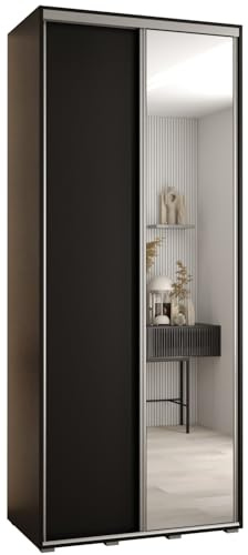 Kleiderschrank mit Spiegel Davos 3 Garderobenschrank - Schrank Schlafzimmer - Mehrzweckschrank 2 Schiebetüren - Regalen - Flur Möbel - Kleiderstange Schrank - Allzweckschrank - closet - Gaderobe