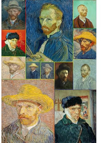 Bristlegrass Wooden Jigsaw Puzzles for Adults 1000 Pieces and up -Van Gogh's Collection of self-Portraits-European Style Classical Oil Painting Toys Gifts Art Painting Puzzles (1000pc Van Gogh)