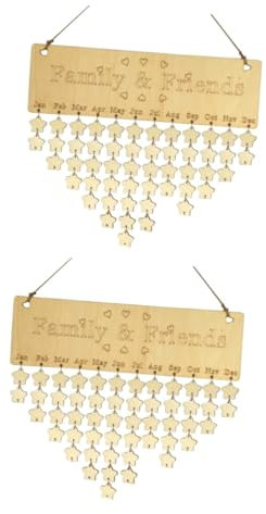 EXCEART 2St Geburtstags-Countdown-Zeichen familiengeburtstag zeichen DIY kit Dekoration Jubiläumserinnerung Papa Kalender Embleme Sternform Holzschild Seil Wandbehang Plakette Hölzern