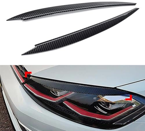 GSRECY R&L Scheinwerfer Augenlid Augenbrauenabdeckung Augenbrauen kompatibel mit VW Golf 7 GTI MK7 (Kohlefaser-Muster)