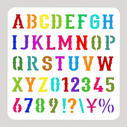 NBEADS Buchstabe Zahl Malerei Schablone, 30x30cm Wiederverwendbare Bastelschablonen Hollow Out Zeichnung Malerei Vorlage zum Malen auf Holz Stoff Papier Wände Leinwand Möbel