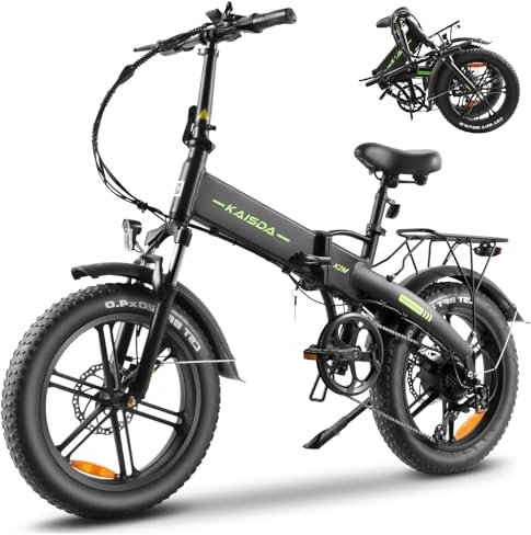 KAISDA Elektrisches Fahrrad,250W,E-Bike Klappbar 20 Zoll,48 V, 13 Ah,Abnehmbar Lithium-Batterie wirtschaftliches Faltrad, 7 Gänge,Elektrofahrrad für Herren Damen, Schwarz