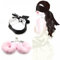 Set di polsiere con manette in peluche + set di maschere in raso, rosa