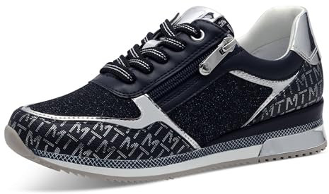 MARCO TOZZI Damen Sneaker flach mit Schnürsenkeln Freizeit, Blau (Navy Comb), 38 EU