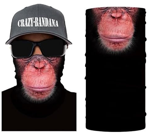 Generisch Multifunktionsbandana, Nahtlos und Dehnbar, Verschiedene Designs, Angenehm zu Tragen, Vielseitige Nutzungsmöglichkeiten, Totally CRAZY!! (Affe)