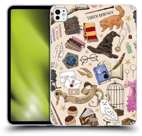 Head Case Designs Officially Licensed Harry Potter Hogwarts Pattern Deathly Hallows XXXVII Soft Gel Case Compatible With Apple iPad Pro 11 M4 2024
