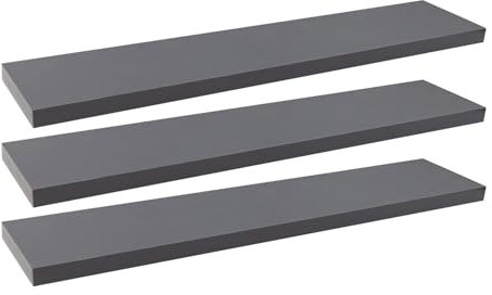 WOLTU Wandregal Wandboard Bücherregal Regale für Deko Wandablagen aus MDF Holz, 3er Set Hängeregal Grau