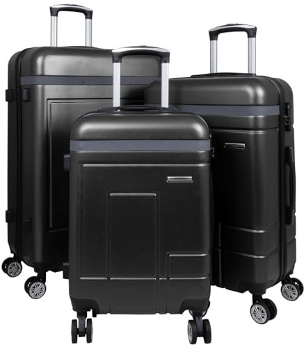 Warenhandel König Hartschalen 3tlg. Kofferset Trolleyset Luzern - Farbe Schwarz - Gr. M, L und XL