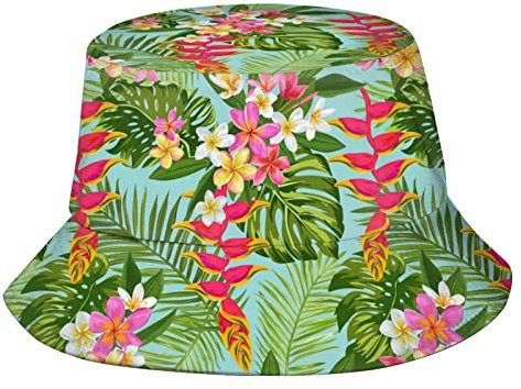 Buckethut Hawaii-Palme Fischerhut Atmungsaktiv Fishermütze Verpackbar Adumbral Hut Für Damen, Wandern, Jugendliche