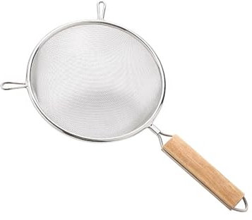 Colini in acciaio inox a maglia fine per cucina, scolapasta con manico, setaccio per alimenti, tè, riso, olio, tagliatelle, frutta, verdura (16 cm)