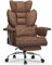 Racingreat Executive Office Chair Desk Chair, Computer Leather PU Recliner, Ergonomic Office Chair with Footrest, Heavy Duty for Home Office, High Back Swivel Chair-Brown