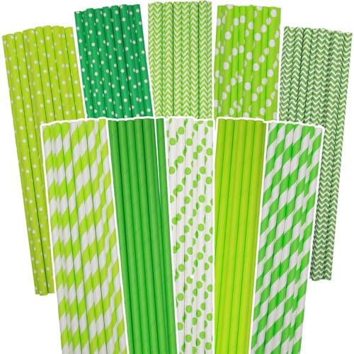 Gcardist Cannucce di carta verde per bere cannucce usa e getta verdi 100 cannucce usa e getta sfuse (10 modelli)