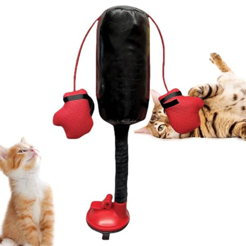 Katzen Boxsack Spielzeug, Interaktives Boxen Katzenspielzeug Selbstbeschäftigung, Lustiges Boxing Kätzchenspielzeug mit Handschuhen, 2024 Neues Kätzchen Boxsack Spielzeug, für Katzen Zubehör