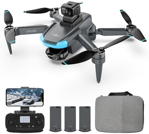 Teeggi KF110 Drohne mit 4K Kamera, Wiegt nur 230 Gramm, 360° Hindernisvermeidung, 22 Mins Flugzeit, GPS + Optical Flow Dual Positioning, Professioneller RC Dron mit Bürstenlosem Motor, 3 Batterien