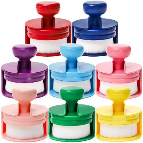 YOUEON 8 Color Flat Top Ink Blending Brushes, Craft Blender Brushes Set, Round Ink Blending Tools with Soft Bristles & Color Coded Stand for Card Making, Stamping, Painting, Drawing