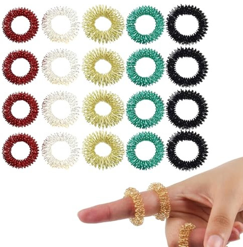 VONJUMA 20 Stück Akupressur Ring Akupressurringe Massageringe Für Finger Massageringe Für Finger Akupressurring Massage Ring Für Stress Reduzierstück Und Förderung Der Durchblutung Fingermassage
