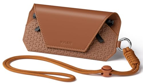 VULKIT Étui à Lunettes en Cuir Portable pour Femmes et Hommes - Housse Mince pour Lunettes de Soleil - Étui Unisexe Compatible avec la Majorité des Lunettes Standard