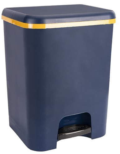 COM-FORT HOUSE Poubelle avec pédale Capacité de 26 litres Poubelle de recyclage Bleu marine Nettoyage facile