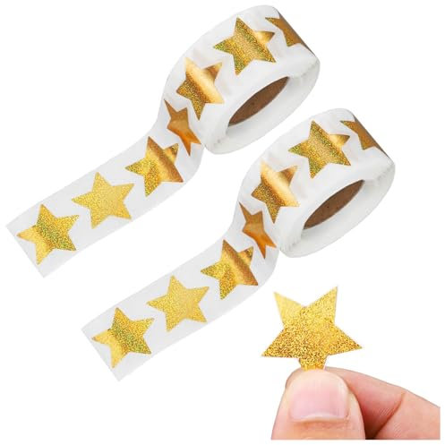 Gold Sterne Aufkleber,2 PCS Aufklebers Sterne Glitzer Sticker Klebesterne Gold Belohnung Sticker Dekorative Aufkleber für Scrapbooking Grußkarten Geschenke Basteln