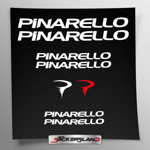 Stickersland® Aufkleber-Set kompatibel mit Rahmen Pinarello MTB Mountainbike und Helm | Aufkleber-Aufkleber mit Logos | Stickersland® (weiß glänzend)