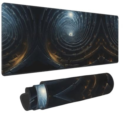PHAYAH Gaming Mouse Mat Spiral Into Infinity Pattern Xxl Xl Large Mouse Pad Desk Mat Non-Slip Rubber Mice Pads Stitched Edges 31.5 X 11.8 In
