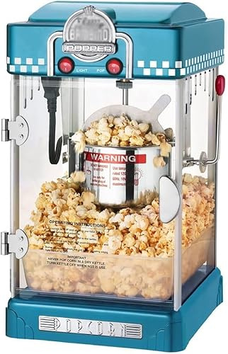Small Fully Automatic Popcorn Popper Maker, Household Popcorn Machine, 304 Stainless Steel Material, Easy Cleaning, Great For Couples, Family, Movie Time, Blue